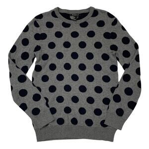 21 MEN Gray Navy Polka Dot Long Sleeve Crew Neck Sweater Small